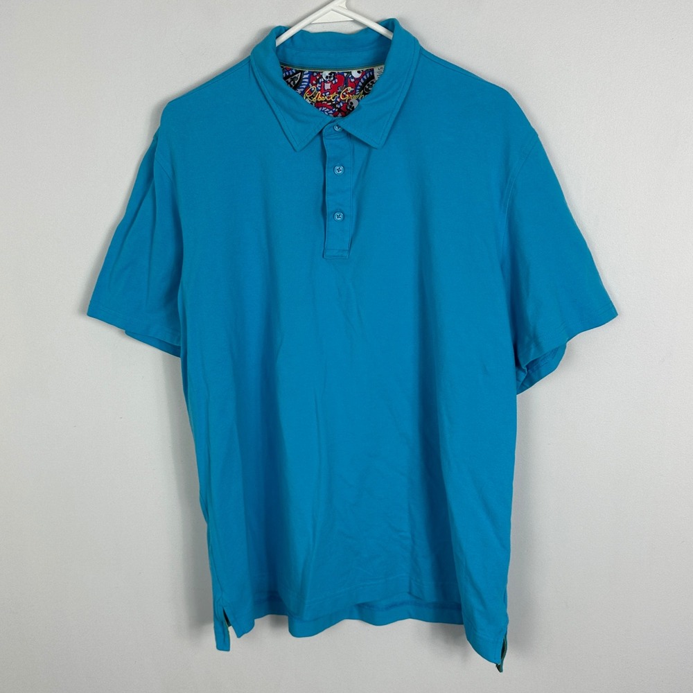 Robert Graham Blue Short Sleeve Polo shirt Mens Size Large Collared Golf Tennis